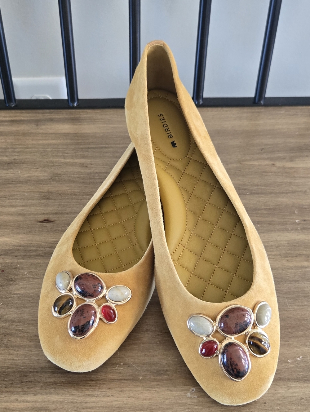 Birdies Hummingbird Flats In Mustard Yellow Suede - Picture 2 of 8